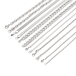6 Stück 6 Stile Edelstahlkabel & Schlange & Seil & Kastenkette Halsketten Set für Männer Frauen&nbsp;NJEW-TA0001-14