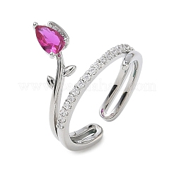 Bagues ouvertes en laiton avec micro pavé de zircones cubiques pour femmes&nbsp;RJEW-L343-05P-01