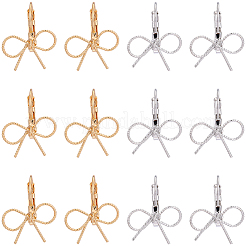 10 Paar Ohrringe mit Schleife und Lametta-Verschluss aus Messing in zwei Farben für Damen&nbsp;EJEW-SC0001-92