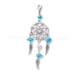 Toile/filet tissé avec décorations de pendentifs en alliage d'ailes&nbsp;HJEW-JM01362