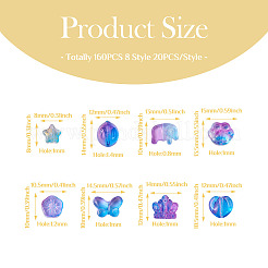160pcs 8 cuentas de vidrio pintadas con spray transparente estilo&nbsp;GLAA-BY0001-01
