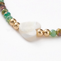 Bracelets extensibles en perles de verre rondelles à facettes&nbsp;BJEW-JB05793-03
