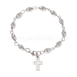 Bracciali con ciondolo a croce in lega in stile tibetano per donne e uomini&nbsp;BJEW-JB11413