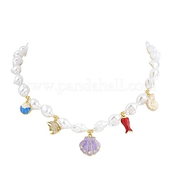 Colliers pendentifs animaux marins en laiton océan&nbsp;KK-CBA4547-03B-G