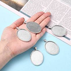 Tibetischer Stil oval Legierung großen Anhänger Fassungen&nbsp;TIBEP-Q045-051AS-RS