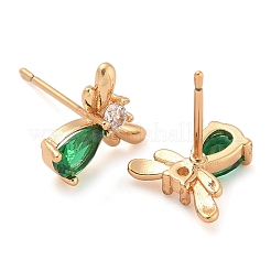 Aretes de corchete de circonitas cúbicas de latón chapado en rack&nbsp;EJEW-M090-07G