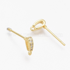 Accessoires de puces d'oreilles en laiton zircone cubique claire micro pavé&nbsp;ZIRC-L098-039G