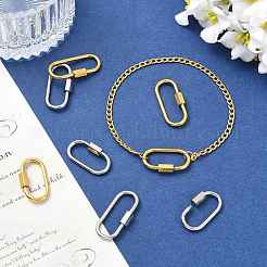 8 pièce 4 styles 304 mousqueton à vis en acier inoxydable avec breloques de verrouillage&nbsp;STAS-FS0002-40