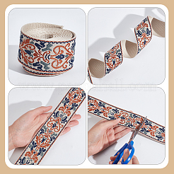 8 Yards 4 Stile Ethno-Stil doppelseitiges Blumen-Polyesterband&nbsp;DIY-WR0003-58