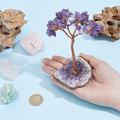 1 pièce de décoration d'arbre de vie en éclats d'améthyste naturelle&nbsp;DJEW-PA0001-02A