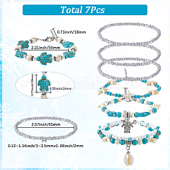 7 Stück Kauri-Muschel-Armband-Sets mit mehreren Strängen&nbsp;BJEW-SC0001-50