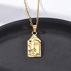 Colliers avec pendentifs en acier inoxydable 304 avec visage abstrait&nbsp;NJEW-H059-25G