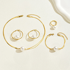 201 Edelstahl Schlangenknochenkette Armbänder & Ohrringe & Halsketten & Ringe Sets&nbsp;RR0582