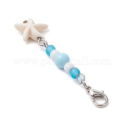 Ciondolo con ciondolo sintetico turchese a tema oceano e decorazioni con perline di vetro&nbsp;HJEW-JM03155-02