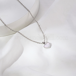 Collares con colgante de corazón de acero inoxidable 304 y concha blanca natural para mujer.&nbsp;BL5235-1