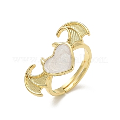 Herz mit Flügel Emaille Fingerringe&nbsp;RJEW-G337-05G-02
