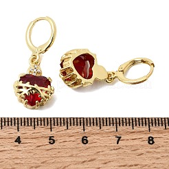 Herzförmige Creolen aus Messing mit Mikropavé-Fassung aus Zirkonia&nbsp;EJEW-P333-10A-G