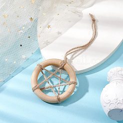 Anillo con decoración de estrella de madera colgante&nbsp;HJEW-JM02200