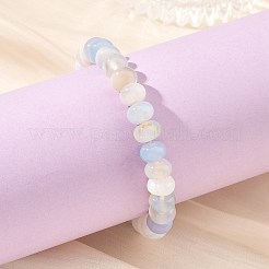 Bracelets extensibles en perles rondelles d'agate rubanée naturelle de 8 mm (teintes et chauffées).&nbsp;BJEW-JB14424