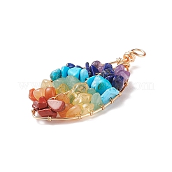 Colgantes grandes de chip de piedra mixta natural de chakra&nbsp;PALLOY-JF01662-03