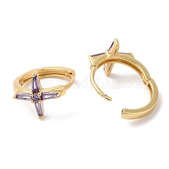 Boucles d'oreilles manchette croix zircone cubique&nbsp;EJEW-G348-16G-01