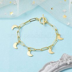 Bracelets à breloques en acier inoxydable 304 doré avec chaînes en laiton à trombones&nbsp;BJEW-JB10031-02