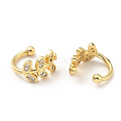 Aretes de hoja de circonita cúbica transparente&nbsp;EJEW-G295-11G