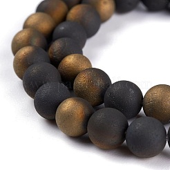 Galvanisieren natürliche Druzy Geode verwitterte Achat Perlen Stränge&nbsp;G-S284-6mm-10