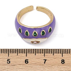 Anelli polsino in ottone micro pavé zirconi cubici trasparenti smaltati per donna&nbsp;RJEW-L113-040G