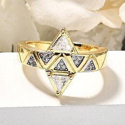 Anelli di polsino in zircone chiaro con micro pavè di ottone&nbsp;RJEW-U035-10GP