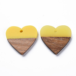 Pendentifs en résine opaque et bois de noyer&nbsp;RESI-T035-36A