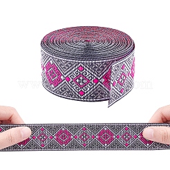 Ruban polyester brodé de style ethnique&nbsp;SRIB-WH0007-02A-WH