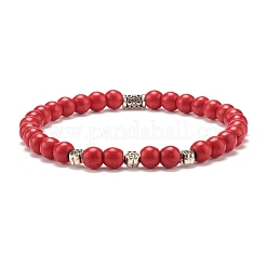 Ensemble de bracelets extensibles en perles rondes synthétiques turquoise (teintes)&nbsp;BJEW-JB07464