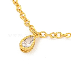 Braccialetti con ciondoli a goccia con pavé di ottone placcato a cremagliera con zirconi trasparenti&nbsp;BJEW-P333-01G