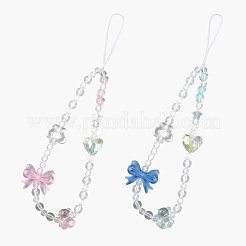 Bracelet de téléphone portable en acrylique transparent et perles de plastique&nbsp;HJEW-YW00380-01
