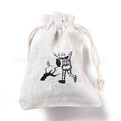 Sacchetti portaoggetti in panno di cotone di halloween&nbsp;ABAG-M004-01O