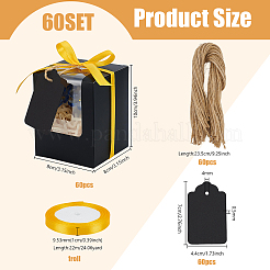 60 boîte d'emballage cadeau rectangulaire en carton pour bijoux avec fenêtre visible&nbsp;CON-PH0003-58B