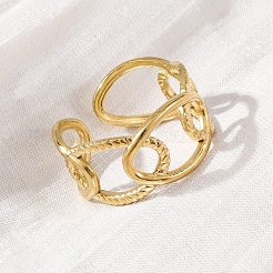 Anello polsino aperto ovale in acciaio inossidabile 304 per donna&nbsp;RJEW-Z083-03G-01