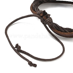 Einstellbare Lederband Multi-Strang-Armbänder&nbsp;BJEW-M169-06