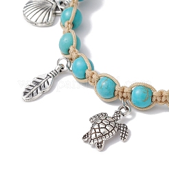 Bracelet à breloques en alliage en forme de plume&nbsp;BJEW-TA00389-02