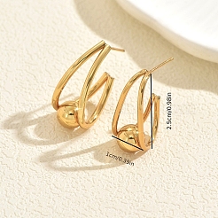 Boucles d'oreilles en forme de larme avec clous ronds en acier inoxydable&nbsp;UU4012