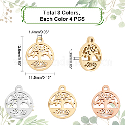 12 Stück 3 Farben 304 Edelstahl-Charms&nbsp;STAS-DC0009-34