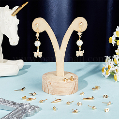 30 paio di orecchini a bottone in ottone a forma di sfera e goccia in 3 stili&nbsp;KK-BC0012-24
