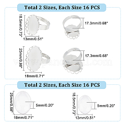 Kit de fabrication de bague ovale en forme de dôme vierge à faire soi-même&nbsp;DIY-UN0004-49