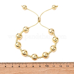 Braccialetti scorrevoli con perline rotonde in ottone per donna&nbsp;LS-BJEW-D357-06A-G
