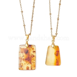 Pendentif rectangulaire en ambre naturel&nbsp;NJEW-JN05981-02