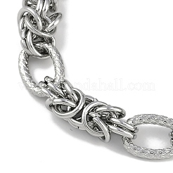 Bracciali in acciaio inossidabile 304 ovali e a maglie con nodi per uomo e donna&nbsp;BJEW-G725-02P