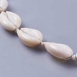 Collane di perle intrecciate di conchiglie di ciprea&nbsp;NJEW-WH0003-01