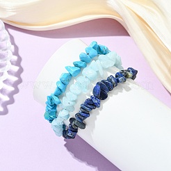 Mehrreihige Armbänder aus natürlichen und synthetischen Edelsteinsplittern für Damen&nbsp;BJEW-JB13986-02