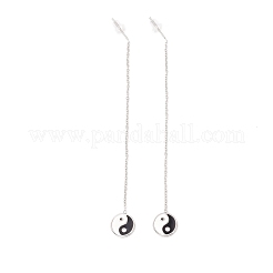 Lunga catena con orecchini pendenti yin yang smaltati&nbsp;EJEW-A067-04P